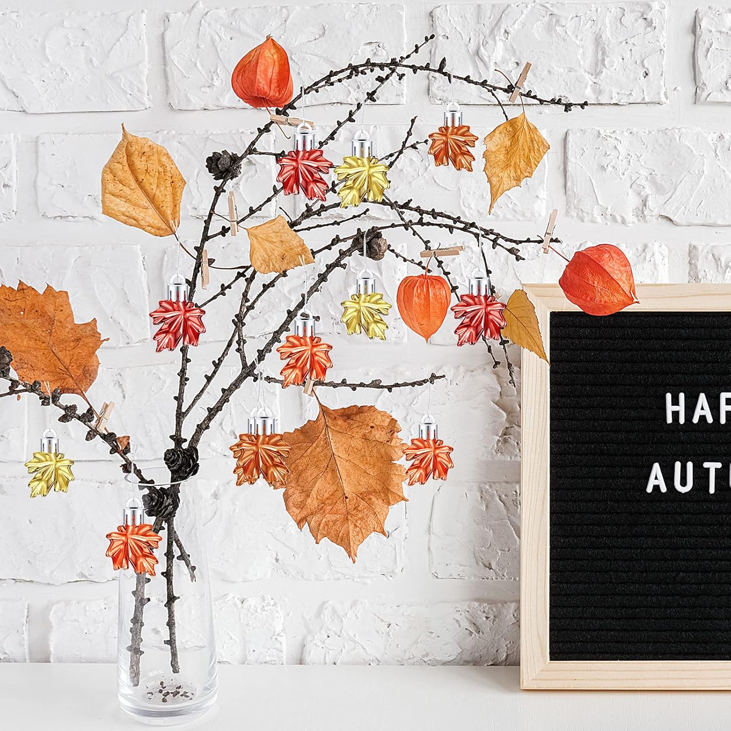 36pcs Fall Maple Leaf Hanging Ornaments · 4 Colors Set for Autumn / Thanksgiving / Christmas Decor